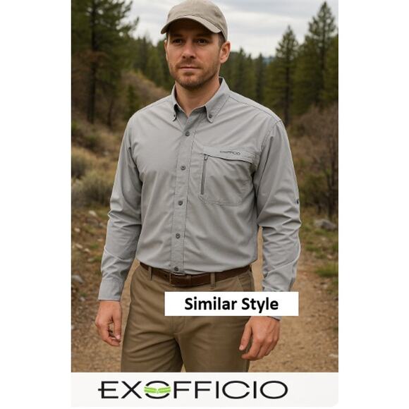 ExOfficio Insect Shield Shirt Mens XL Gray Long Sleeve Hiking Travel UPF 30 - Picture 8 of 8